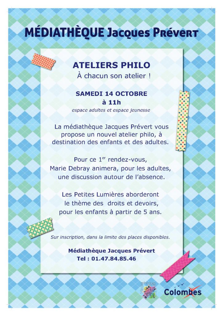 Affiche ateliers philo prevert